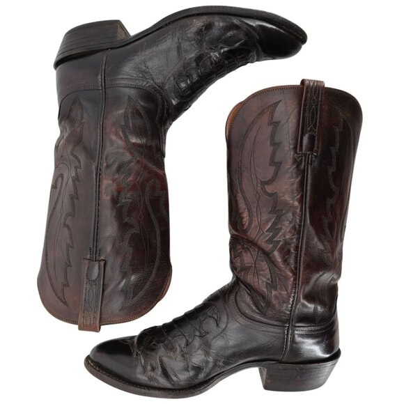 Lucchese 1883 Exotic Caiman Crocodile Inlay Cowboy Boots Mens 10D Brown Western - Picture 11 of 15